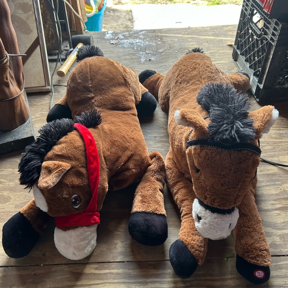 Dan Post Brown and Black Plush Horse Pair